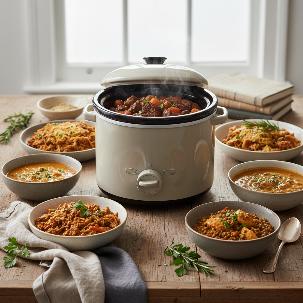 Ilustração editorial: 5 High-Protein Slow Cooker Recipes for Low-Carb Success