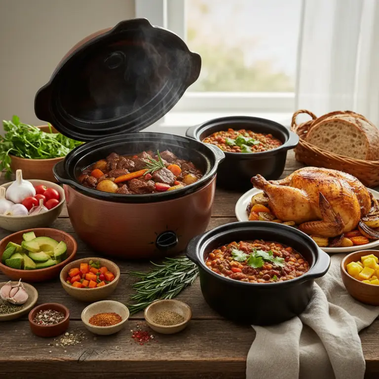 Ilustração editorial: 5 Low-Carb Slow Cooker Dinner Recipes That Save 4 Hours Weekly