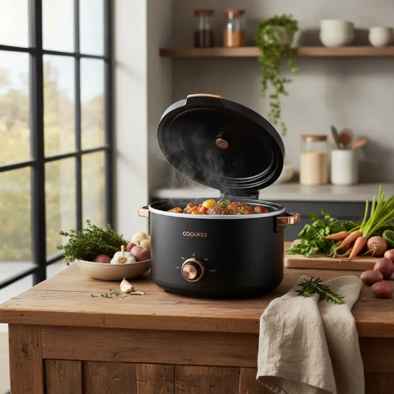 Ilustração editorial: Best Slow Cooker 2026: 7 Features for Perfect Low-Carb Meals