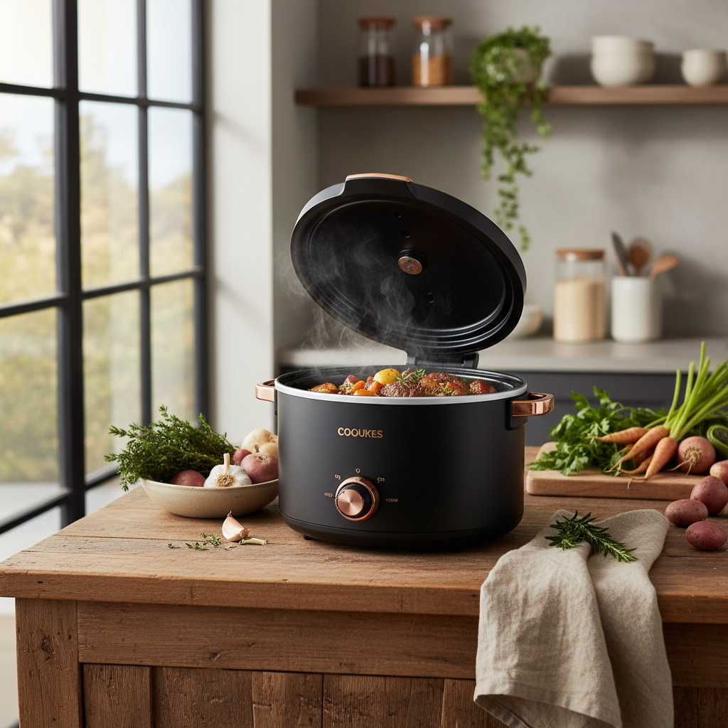 Ilustração editorial: Best Slow Cooker 2026: 7 Features for Perfect Low-Carb Meals