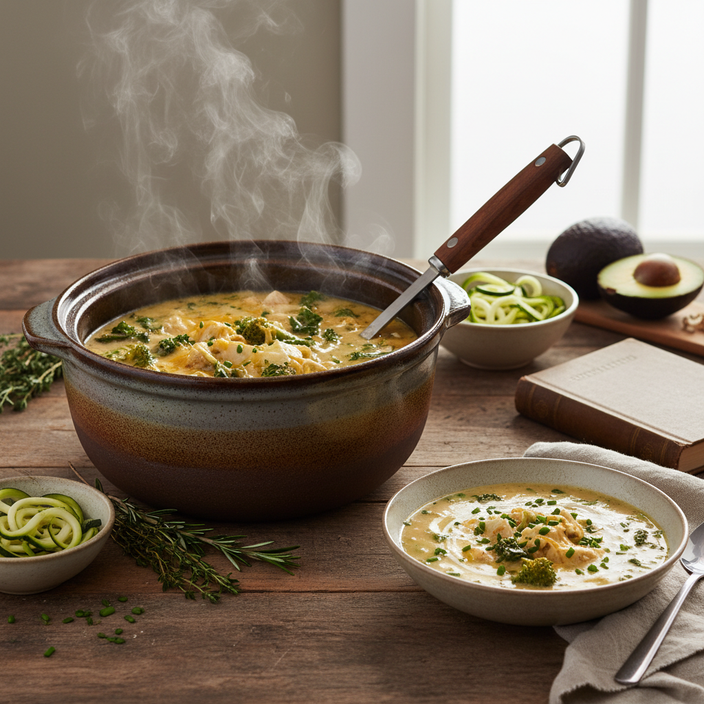 Ilustração editorial: Keto Crock Pot Soup: 5 Simple Tips for Flavorful Bowls