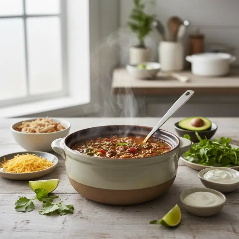 Ilustração editorial: Keto Slow Cooker Taco Soup: 4 Steps to Perfect Bowls