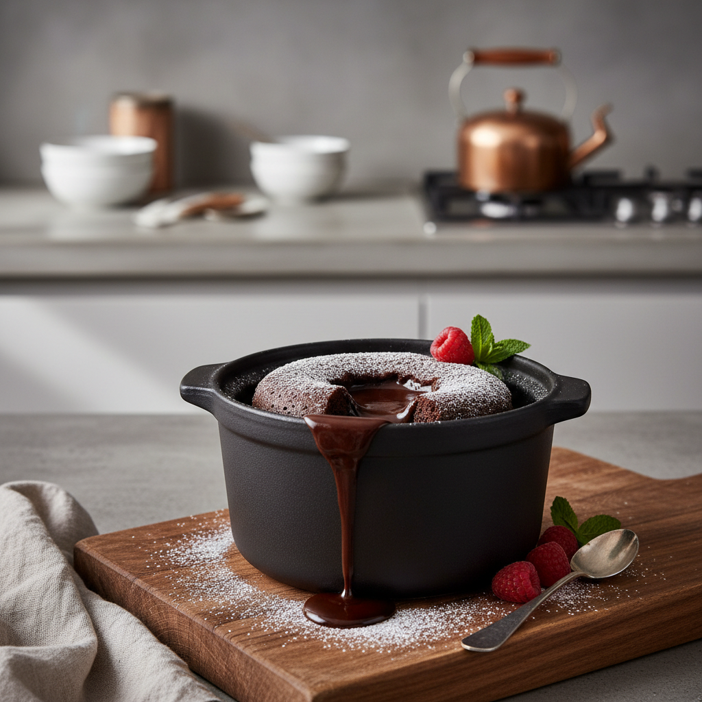 Ilustração editorial: Slow Cooker Lava Cake: 1 Easy Low-Carb Recipe