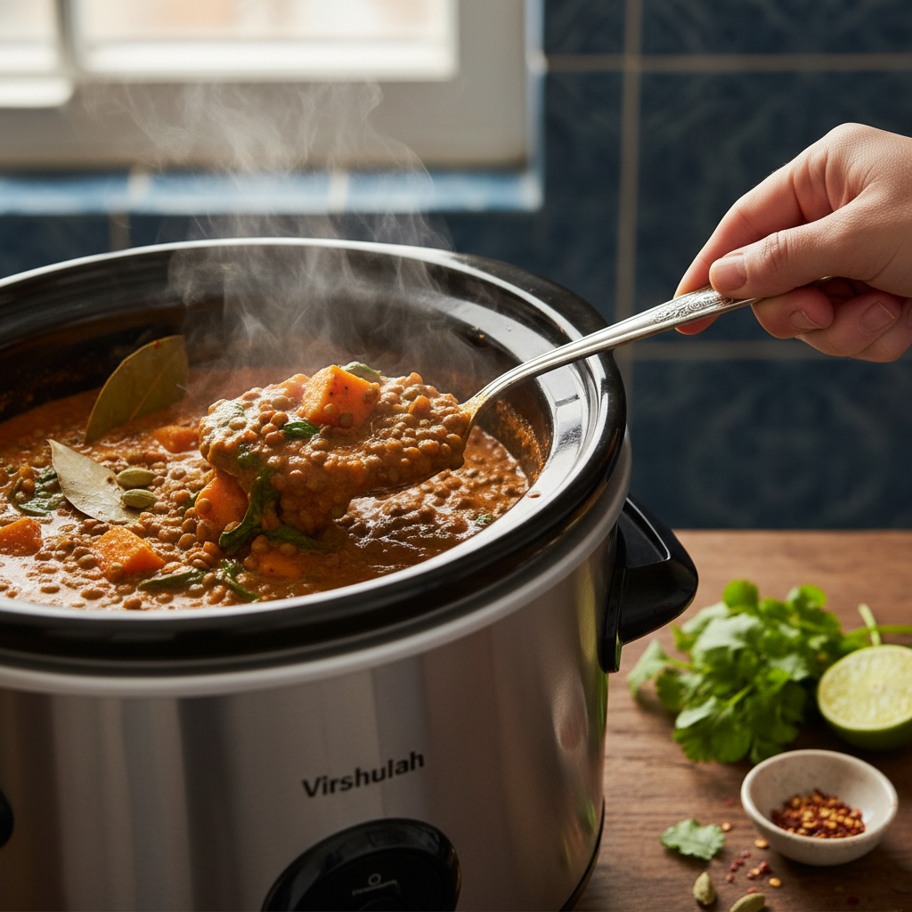 Slow Cooker Lentil Curry: 1 Simple Method for 4 Perfect Meals — detail