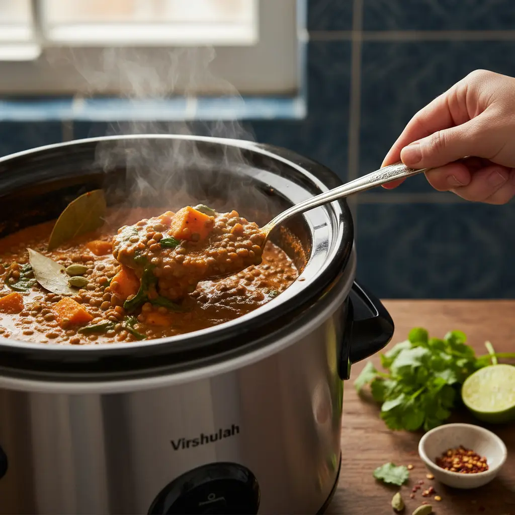 Slow Cooker Lentil Curry: 1 Simple Method for 4 Perfect Meals — detail