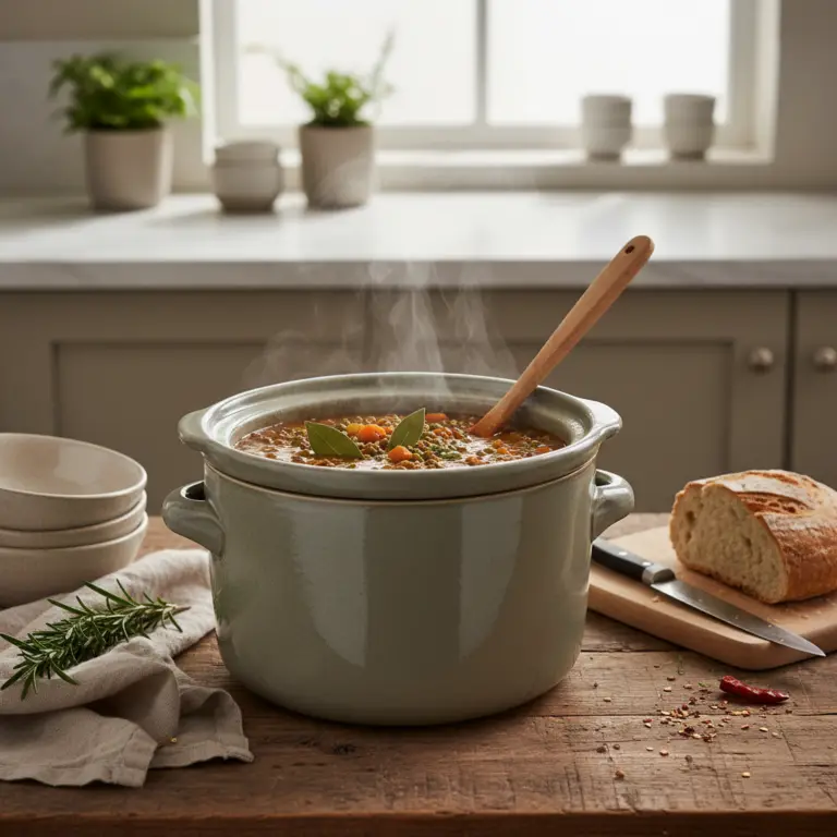 Ilustração editorial: Slow Cooker Lentil Soup: 1 Simple Method for 8 Servings