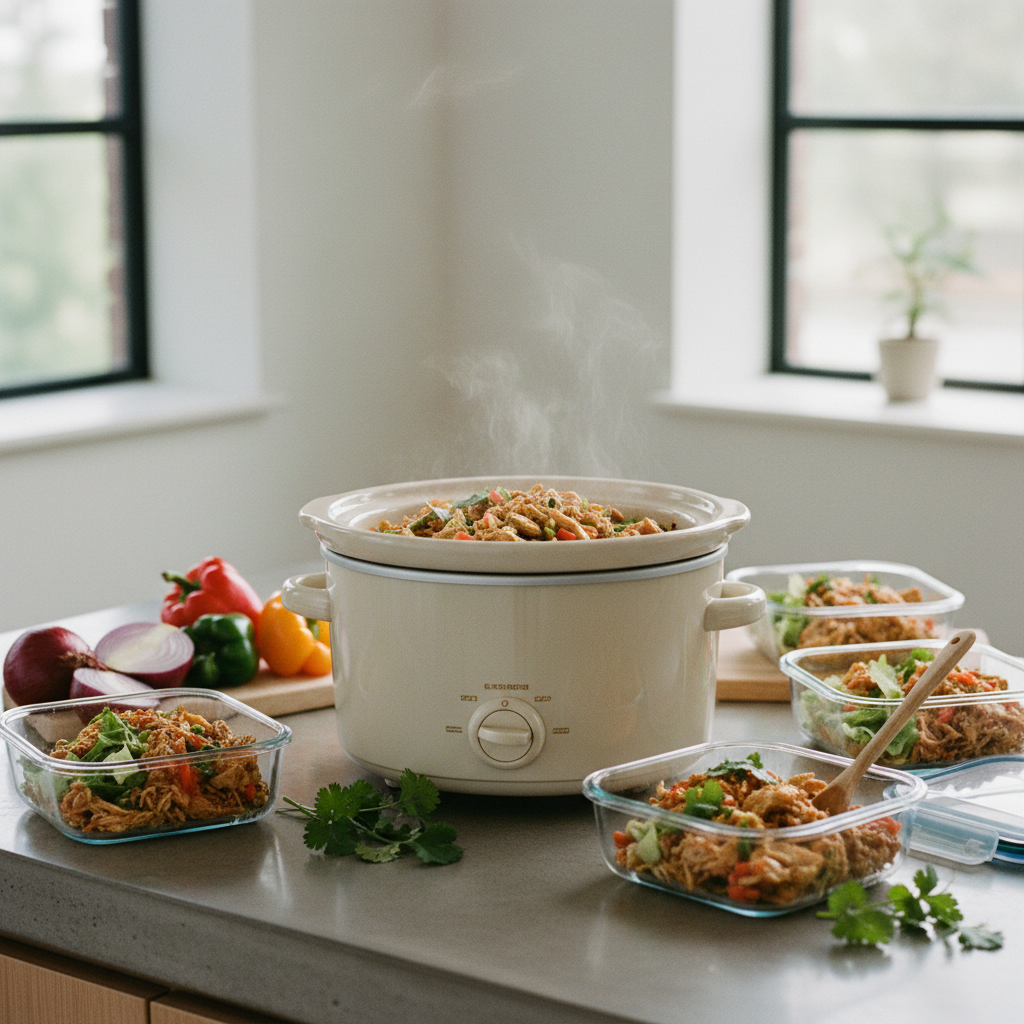 Ilustração editorial: Slow Cooker Meal Prep Chicken: 5 Steps to Perfect Results