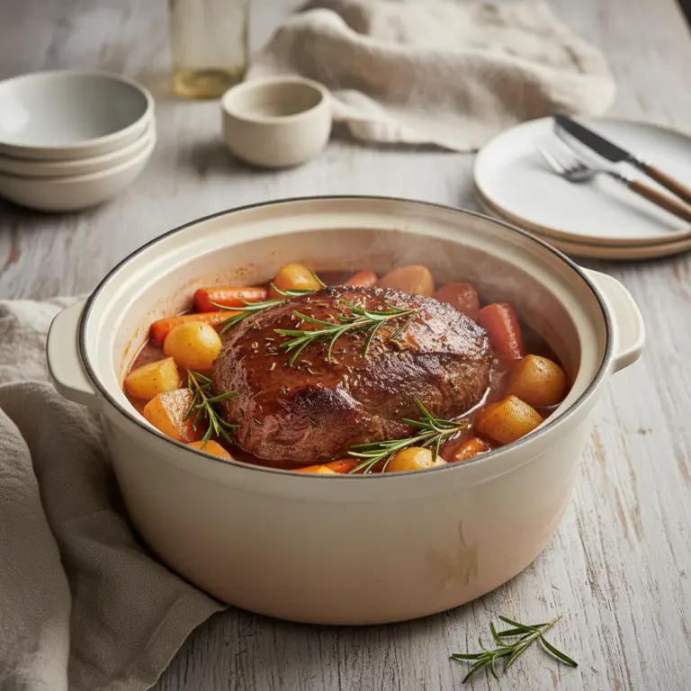 Ilustração editorial: Slow Cooker Pot Roast: The 3-Step Low-Carb Method for Success