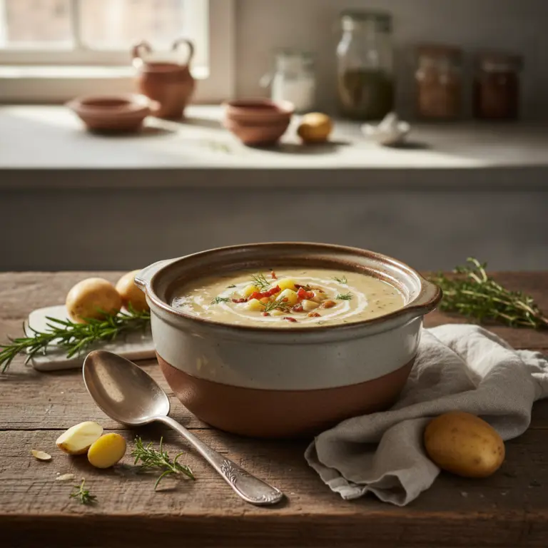 Ilustração editorial: Slow Cooker Potato Soup: 3 Secrets for Creamy Low-Carb Results