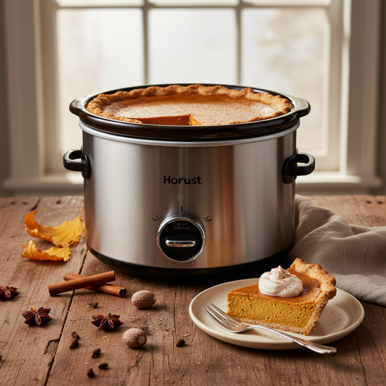 Ilustração editorial: Slow Cooker Pumpkin Pie: 1 Perfect Low-Carb Recipe