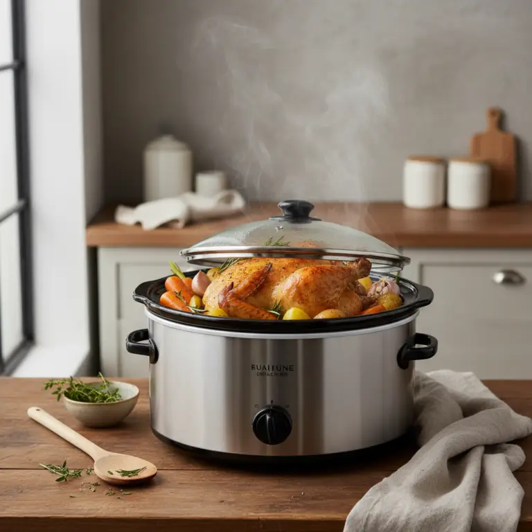 Ilustração editorial: Slow Cooker Whole Chicken: 3 Steps to Perfect Low-Carb Meals