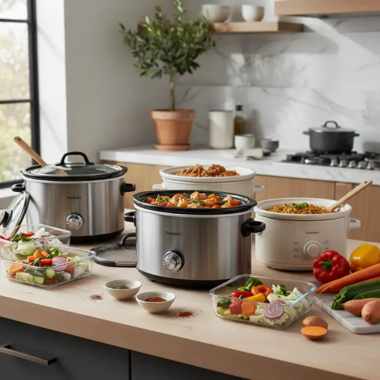 Ilustração editorial: The Best Slow Cooker for Meal Prep: 5 Features to Save 5 Hours