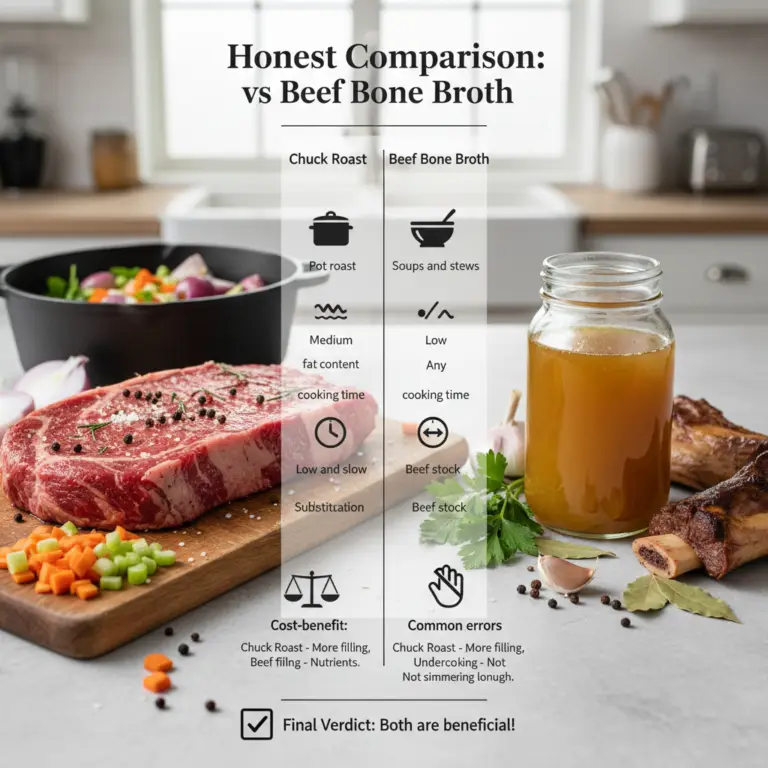 Ilustração editorial: Chuck Roast vs Beef Bone Broth: 2 Ways to Master Low-Carb Meals