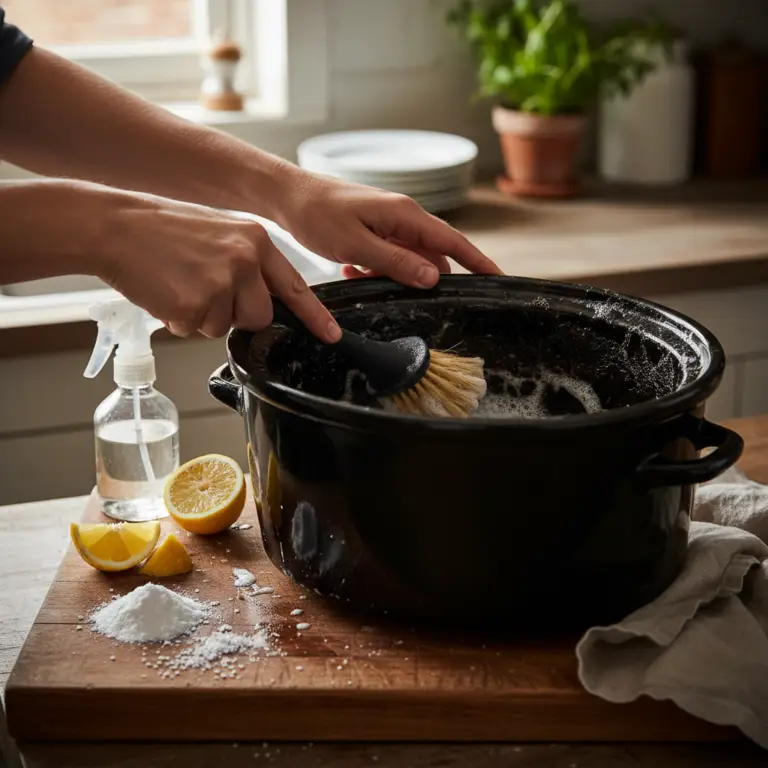 Ilustração editorial: How to Clean Burnt Slow Cooker: The 3-Step Soak Method
