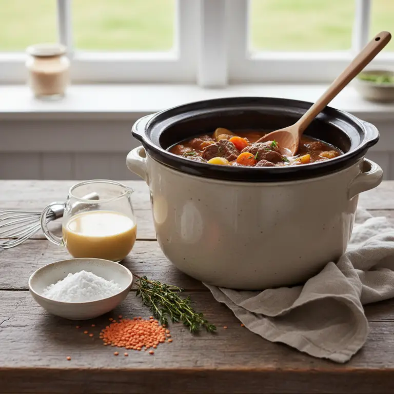 Ilustração editorial: How to Thicken Slow Cooker Soup: 3 Proven Low-Carb Hacks