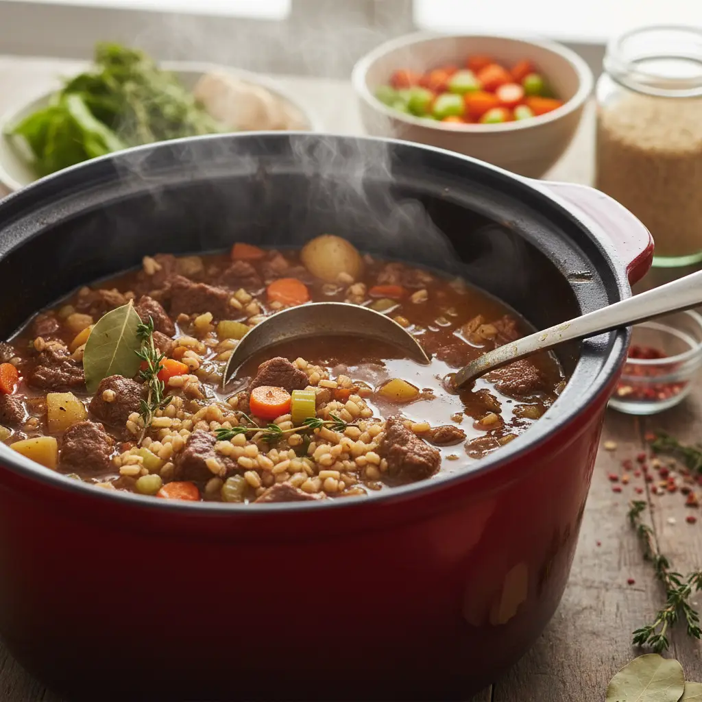 Slow Cooker Beef Barley Soup: 1 Simple Method for 8 Servings — detail