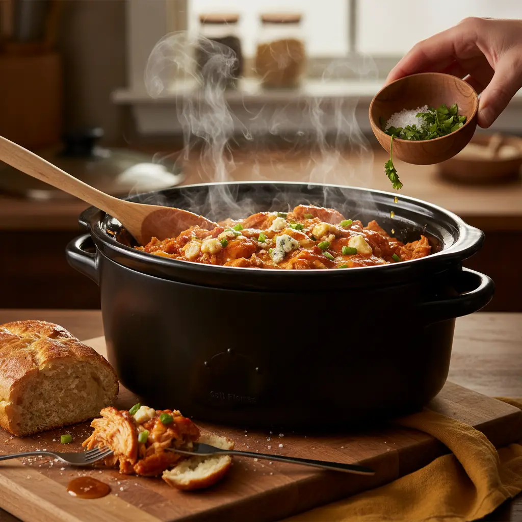 Slow Cooker Buffalo Chicken: The 15-Minute Crispy Finish — detail