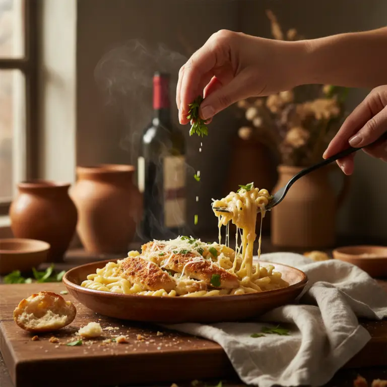 Ilustração editorial: Slow Cooker Chicken Alfredo: 3 Secrets for Low-Carb Success