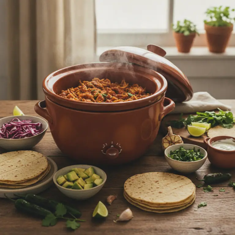 Ilustração editorial: Slow Cooker Chicken Tacos: 3-Step Low-Carb Flavor Hack