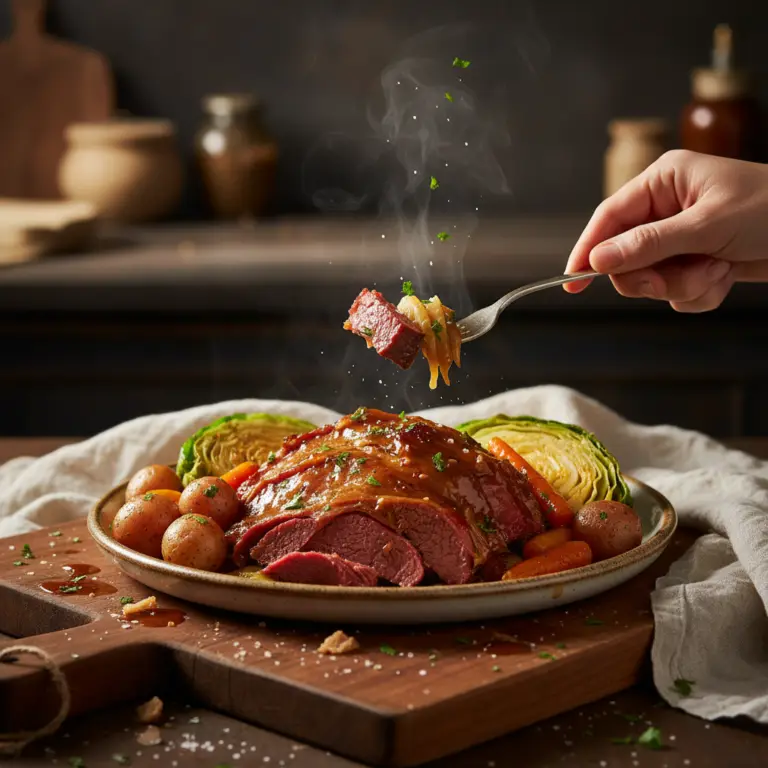 Ilustração editorial: Slow Cooker Corned Beef: 3 Simple Steps for Perfect Results