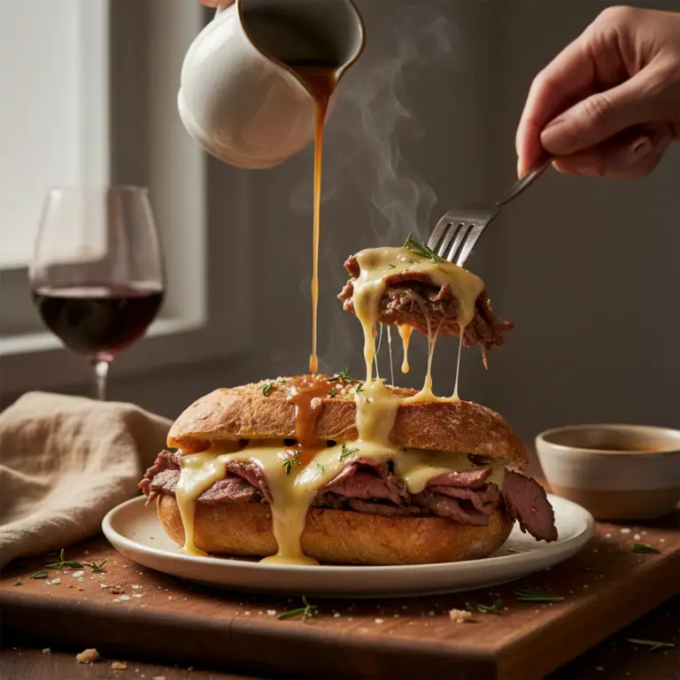 Ilustração editorial: Slow Cooker French Dip: 5-Ingredient Low-Carb Success