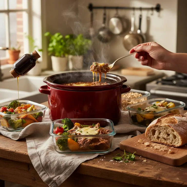 Ilustração editorial: Slow Cooker Meal Prep for the Week: 5 Steps to Success