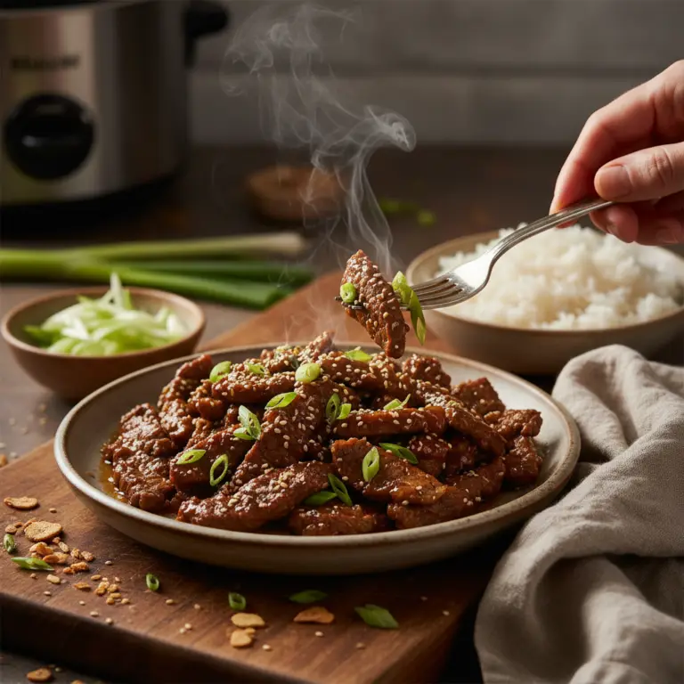 Ilustração editorial: Slow Cooker Mongolian Beef: 5 Steps to Keto Success