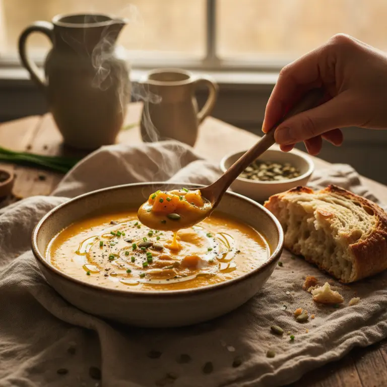 Ilustração editorial: Slow Cooker Seasonal Soup: 1 Simple Low-Carb Squash Hack