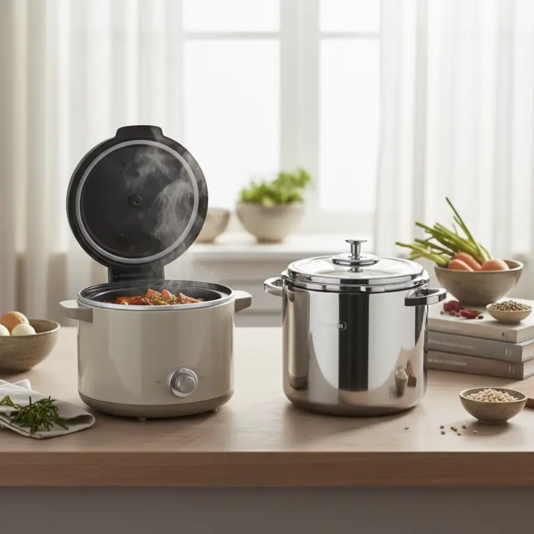 Ilustração editorial: Slow Cooker vs. Pressure Cooker: 3 Ways to Pick Your Winner